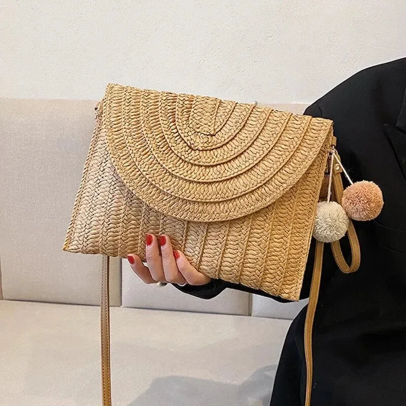 Handmade Straw Beach Shoulder Crossbody Bag