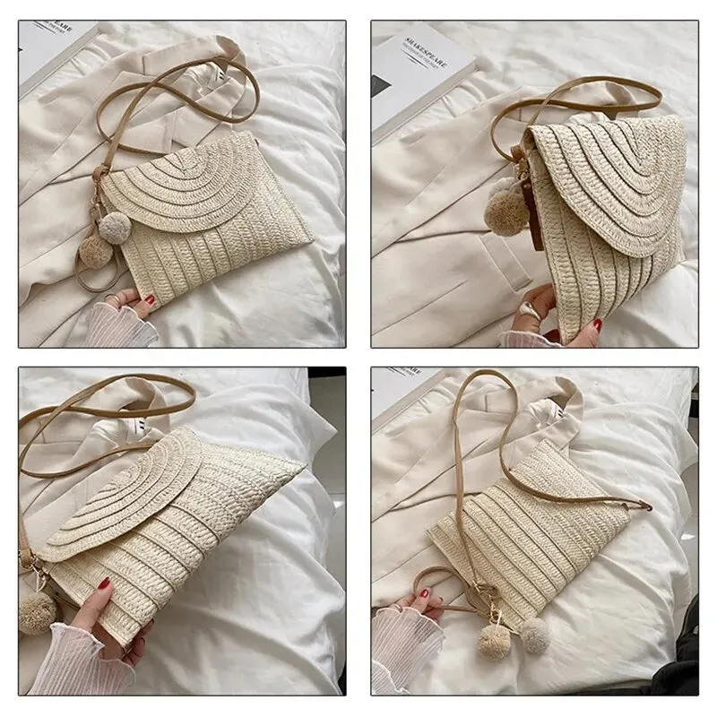 Handmade Straw Beach Shoulder Crossbody Bag