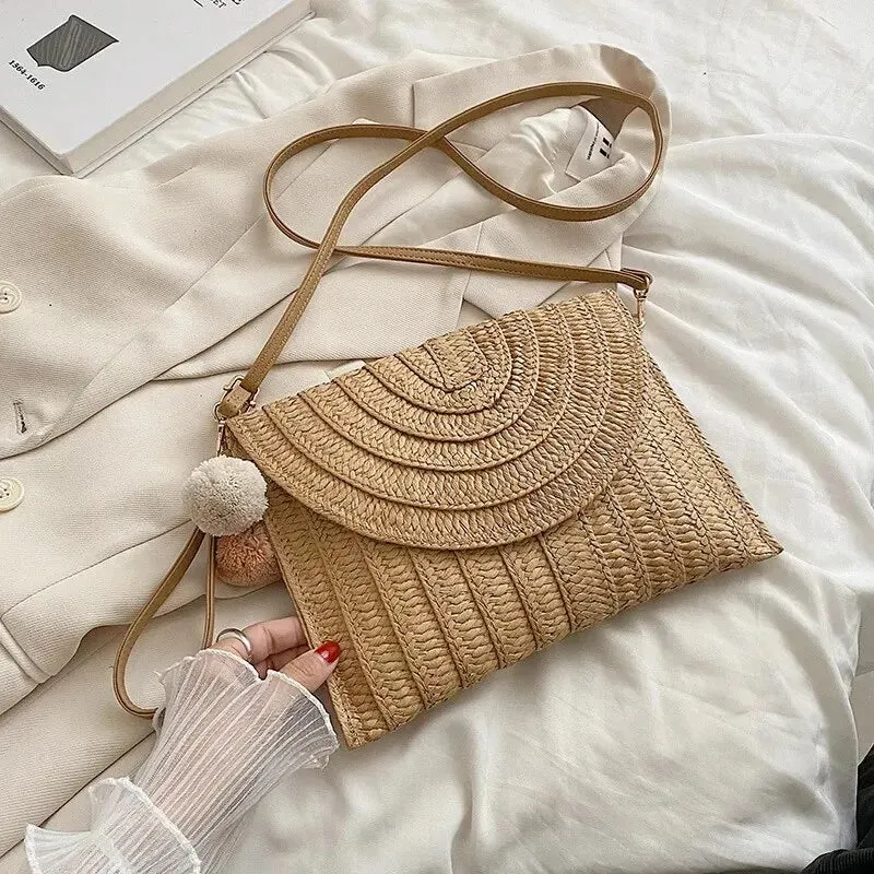 Handmade Straw Beach Shoulder Crossbody Bag