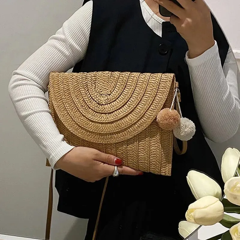 Handmade Straw Beach Shoulder Crossbody Bag