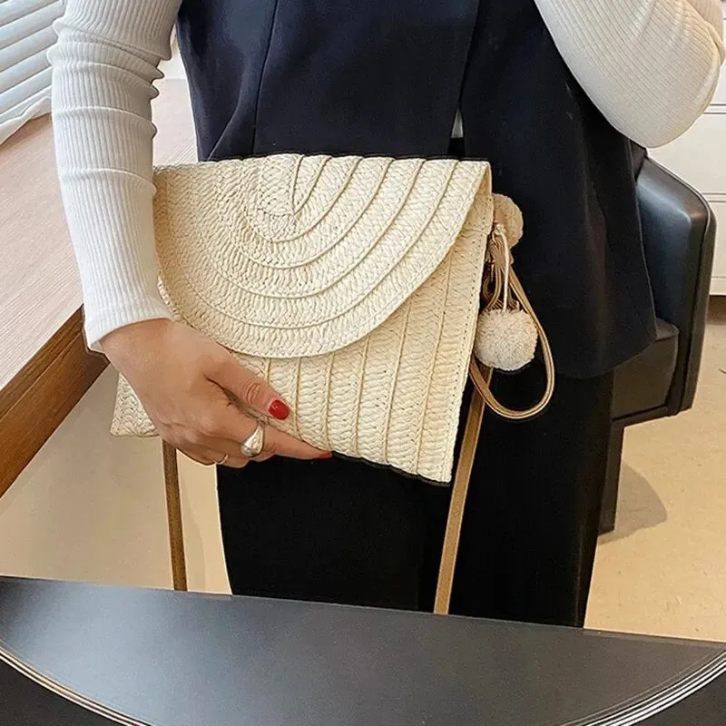 Handmade Straw Beach Shoulder Crossbody Bag