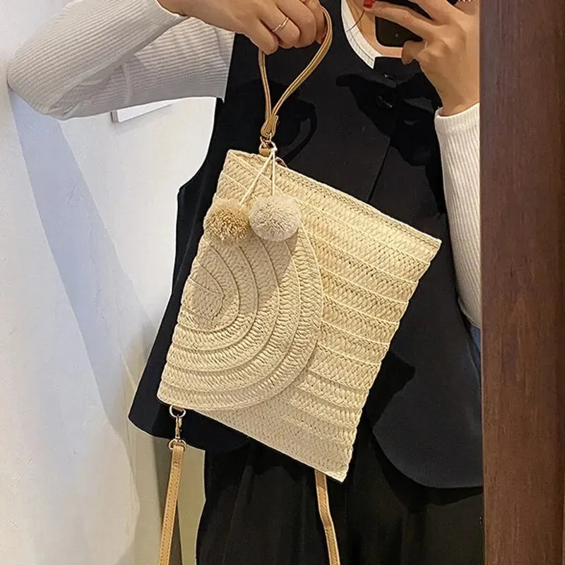 Handmade Straw Beach Shoulder Crossbody Bag
