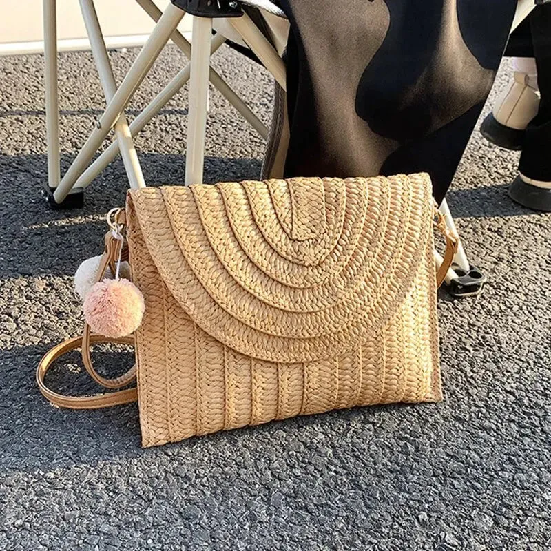 Handmade Straw Beach Shoulder Crossbody Bag