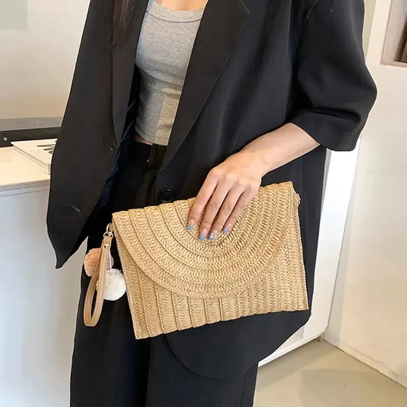 Handmade Straw Beach Shoulder Crossbody Bag