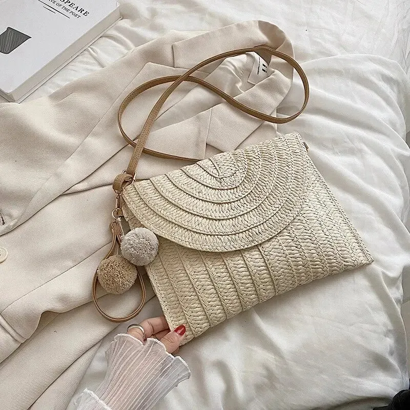 Handmade Straw Beach Shoulder Crossbody Bag