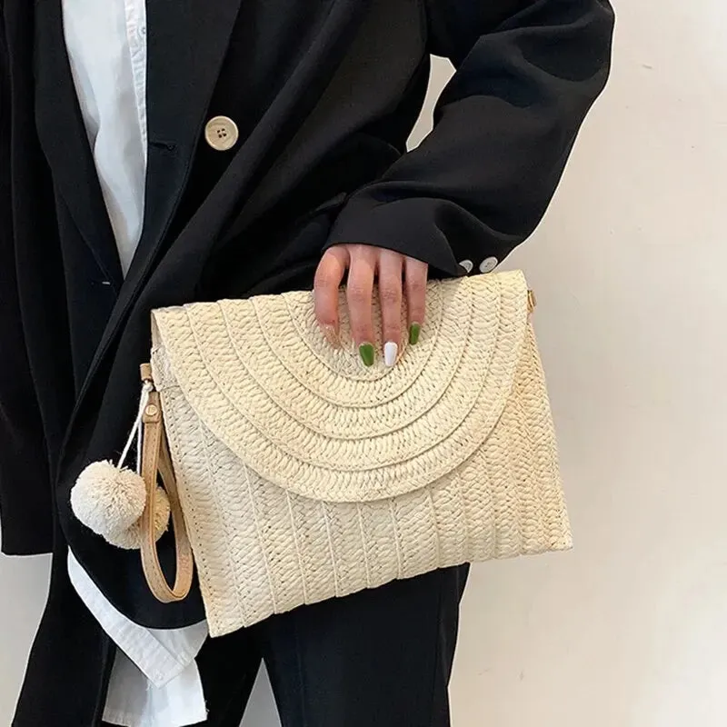 Handmade Straw Beach Shoulder Crossbody Bag