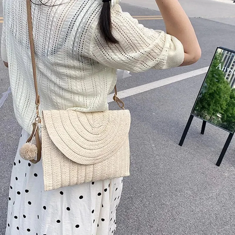 Handmade Straw Beach Shoulder Crossbody Bag