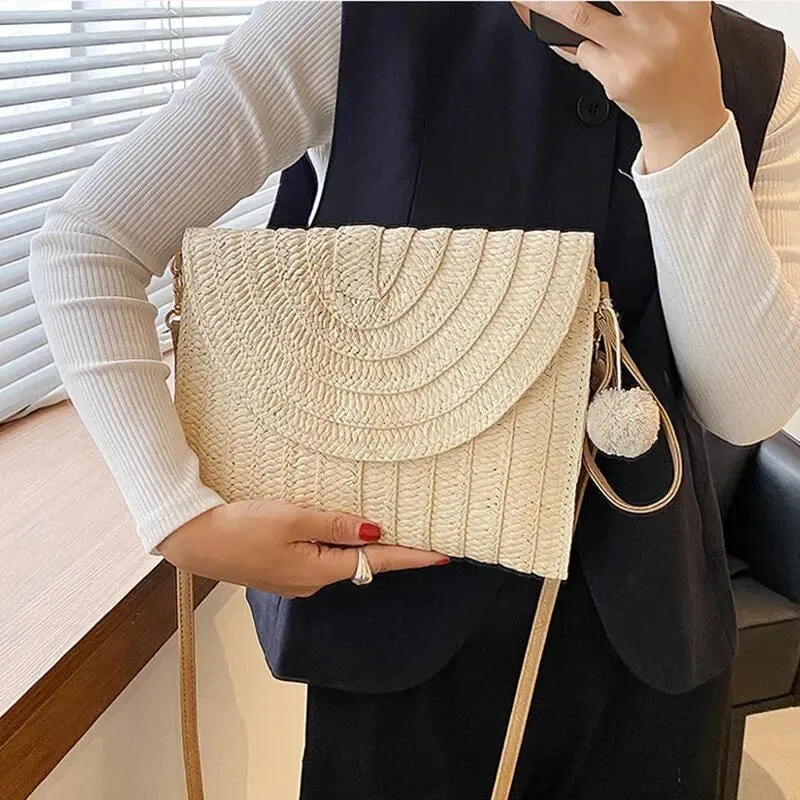 Handmade Straw Beach Shoulder Crossbody Bag