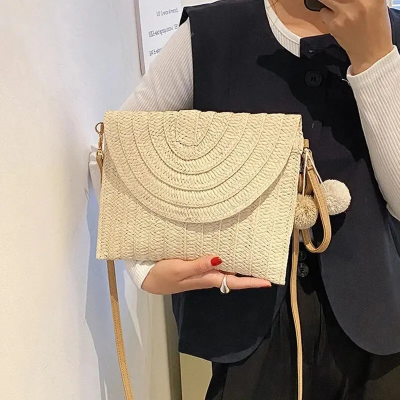 Handmade Straw Beach Shoulder Crossbody Bag