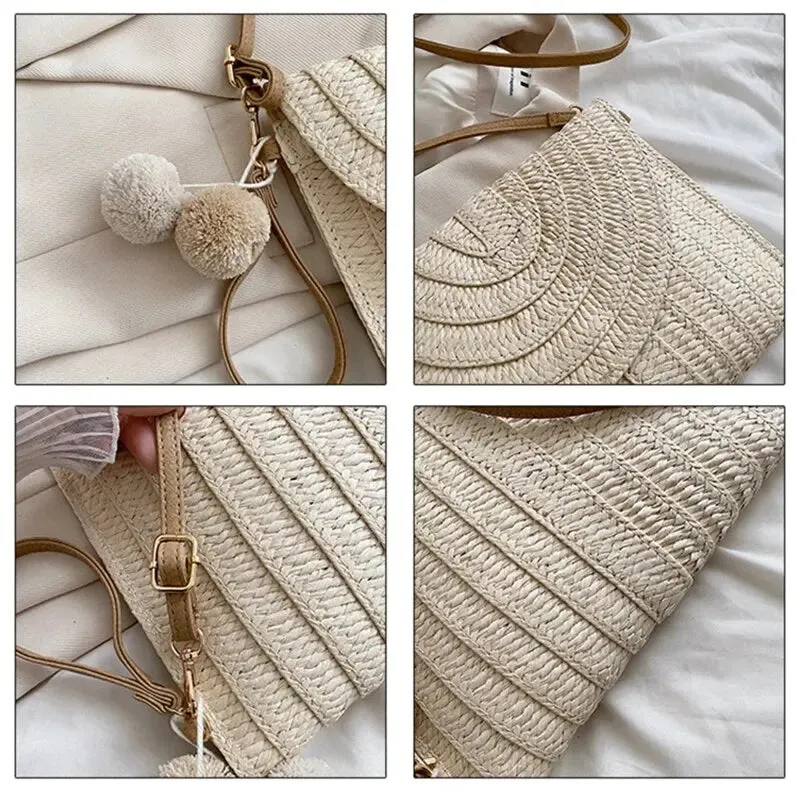 Handmade Straw Beach Shoulder Crossbody Bag
