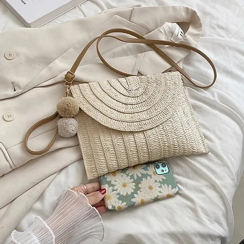Handmade Straw Beach Shoulder Crossbody Bag