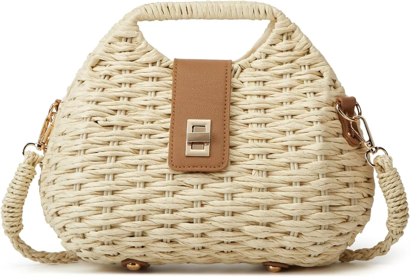 Handmade Straw Woven Bag Beach Clutch Purses Women Vacation Shell Shoulder Crossbody Summer Dumpling Handbag Basket Tote