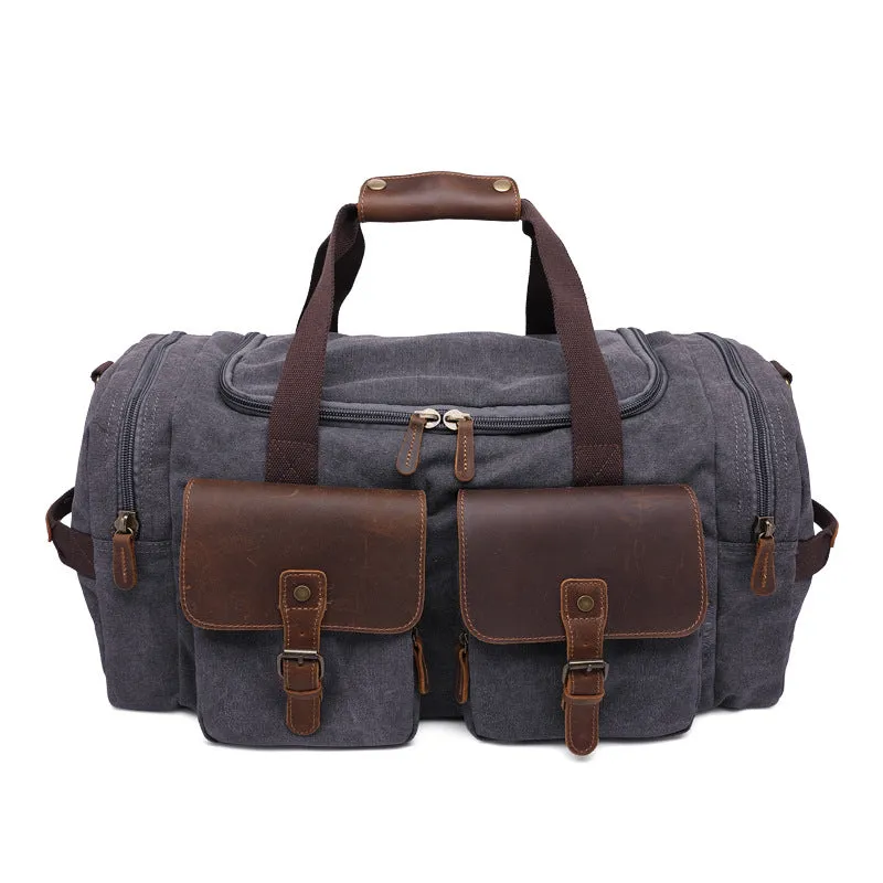 Handmade Vintage Canvas Leather Travel Duffel Bag