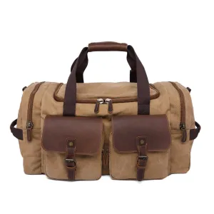Handmade Vintage Canvas Leather Travel Duffel Bag