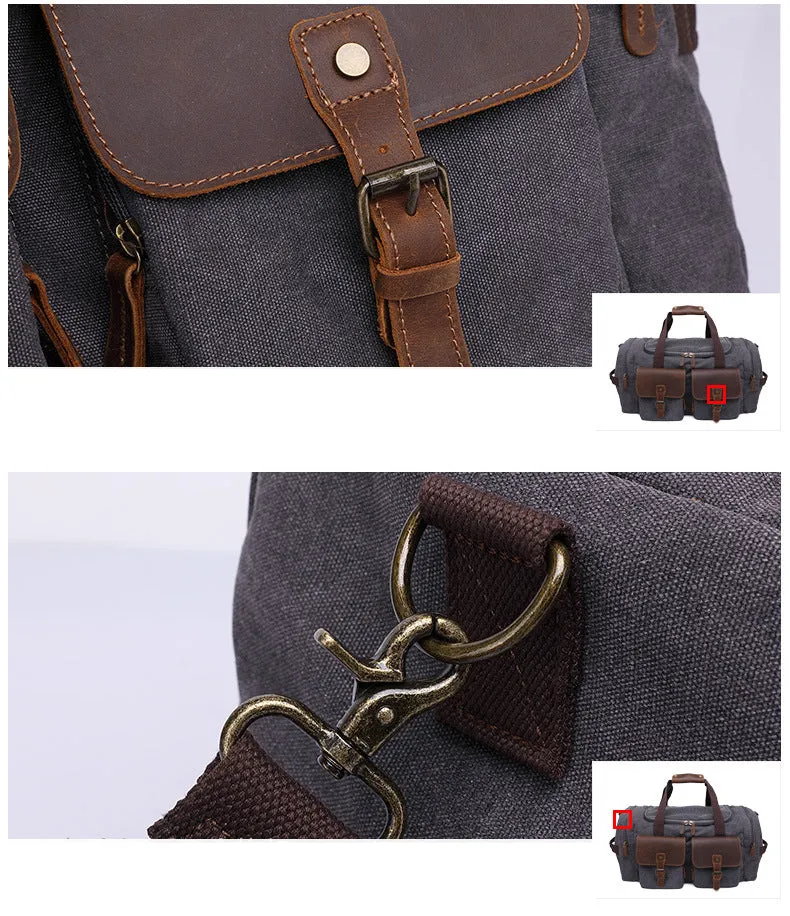 Handmade Vintage Canvas Leather Travel Duffel Bag