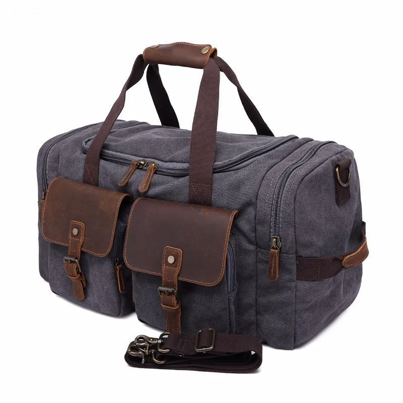 Handmade Vintage Canvas Leather Travel Duffel Bag