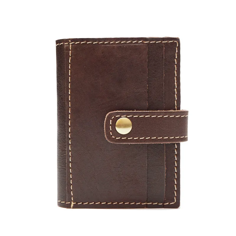 Handmade Vintage Snap Closure Genuine Leather Men's Card Holder