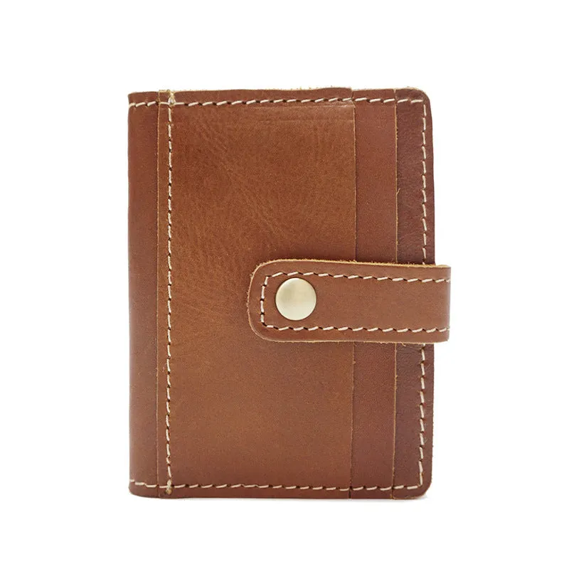Handmade Vintage Snap Closure Genuine Leather Men's Card Holder