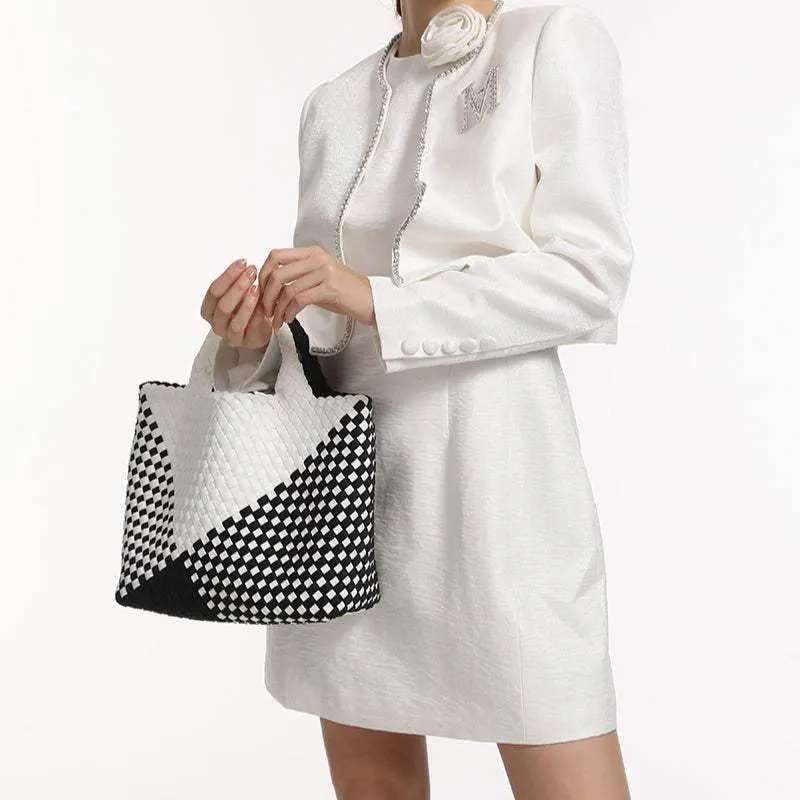 Handmade Woven Tote Bag Neoprene Handbag