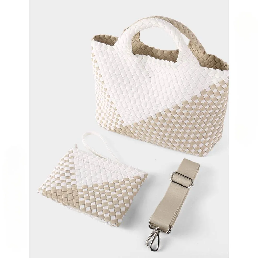 Handmade Woven Tote Bag Neoprene Handbag