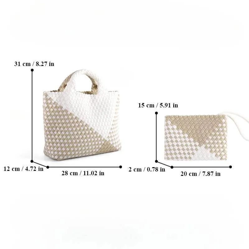 Handmade Woven Tote Bag Neoprene Handbag