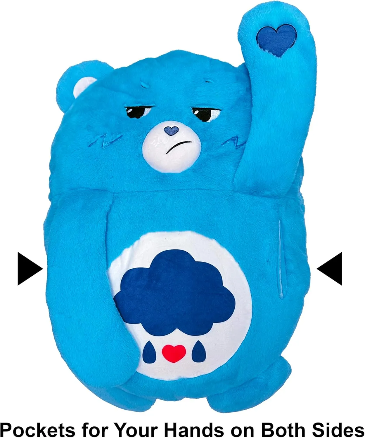 Happy Nappers: Care Bears Pillow Pocket Pal - Grumpy Bear - Plush Character Pillow Case, Animal Cover w/Weighted Paws, Soft Huggable Companion, Kids
