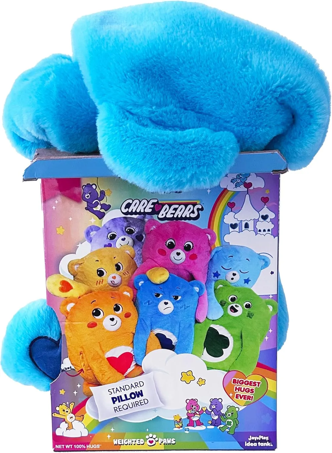 Happy Nappers: Care Bears Pillow Pocket Pal - Grumpy Bear - Plush Character Pillow Case, Animal Cover w/Weighted Paws, Soft Huggable Companion, Kids