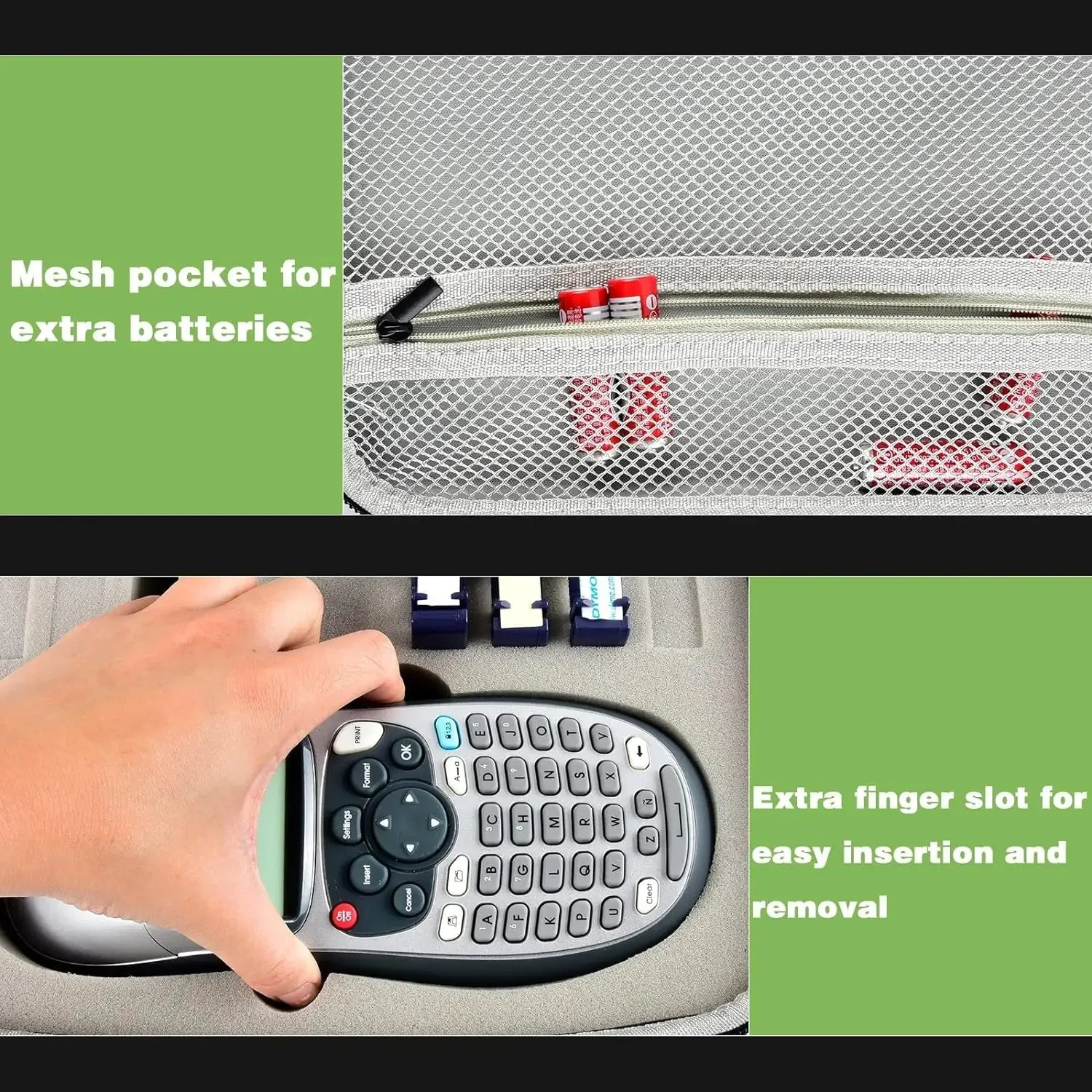 Hard Case For Dymo Letratag Lt 100H Label Maker Mesh Pocket
