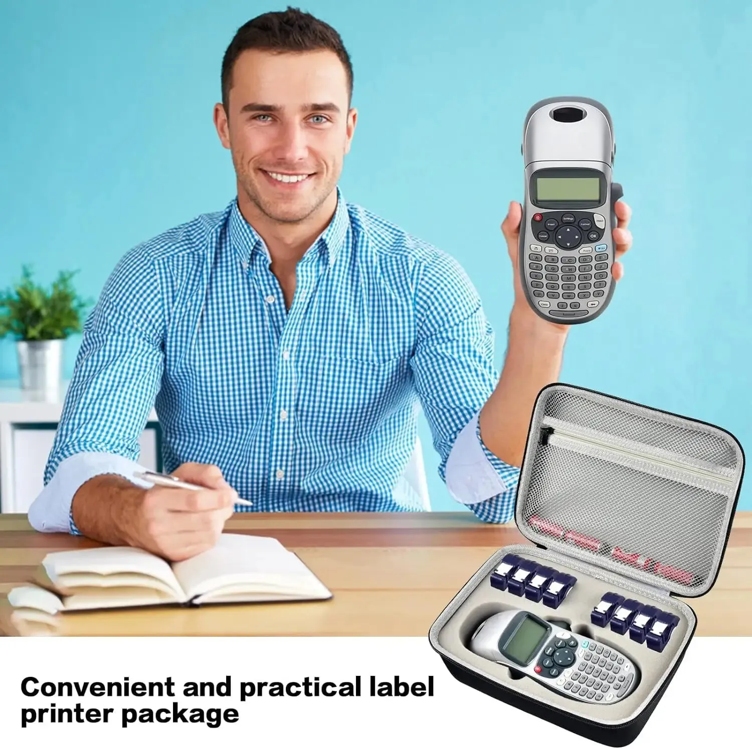 Hard Case For Dymo Letratag Lt 100H Label Maker Mesh Pocket