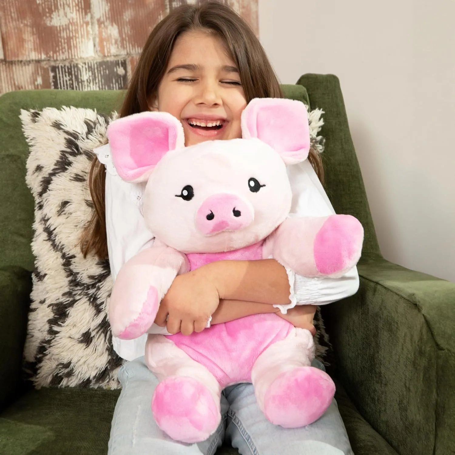 Harper The Pig 4.5 lb Heavy Cute Weighted Comfort Plush Large Unscented Self Care Stuffed Animal for All Ages - Kids, Teens and Adults