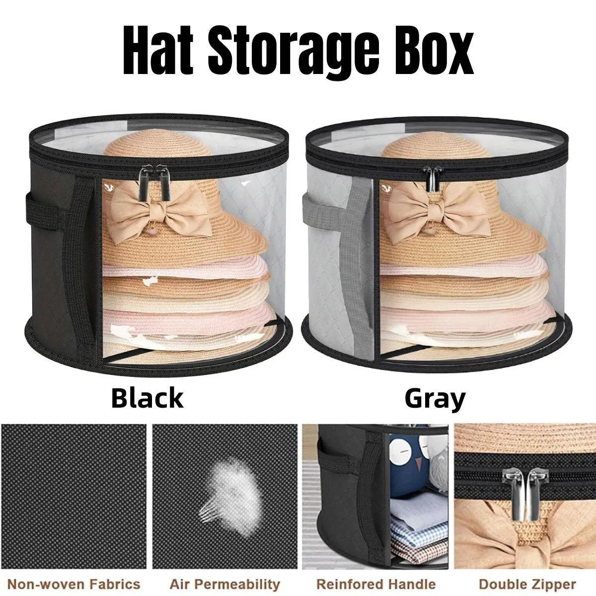 Hat Storage Organizer Stackable Round Brim Hat Holder Storage Bag for Hats