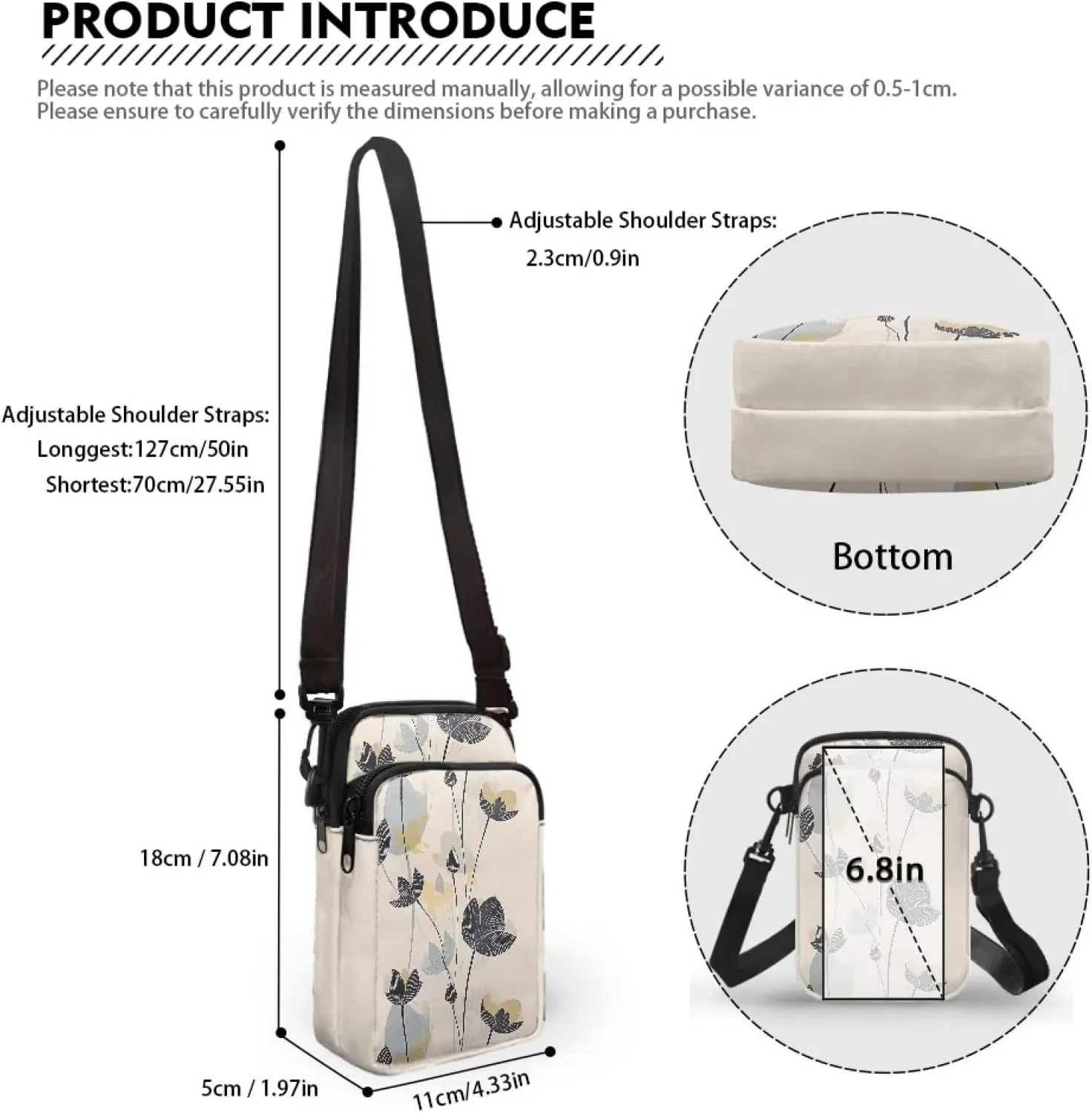Hawaiian Tribal Small Crossbody Bags for Women Cell Phone Bag Purse, Sea Turtle Zipper Sling Purses Shoulder Bag