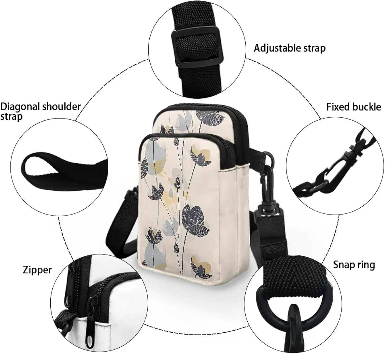 Hawaiian Tribal Small Crossbody Bags for Women Cell Phone Bag Purse, Sea Turtle Zipper Sling Purses Shoulder Bag
