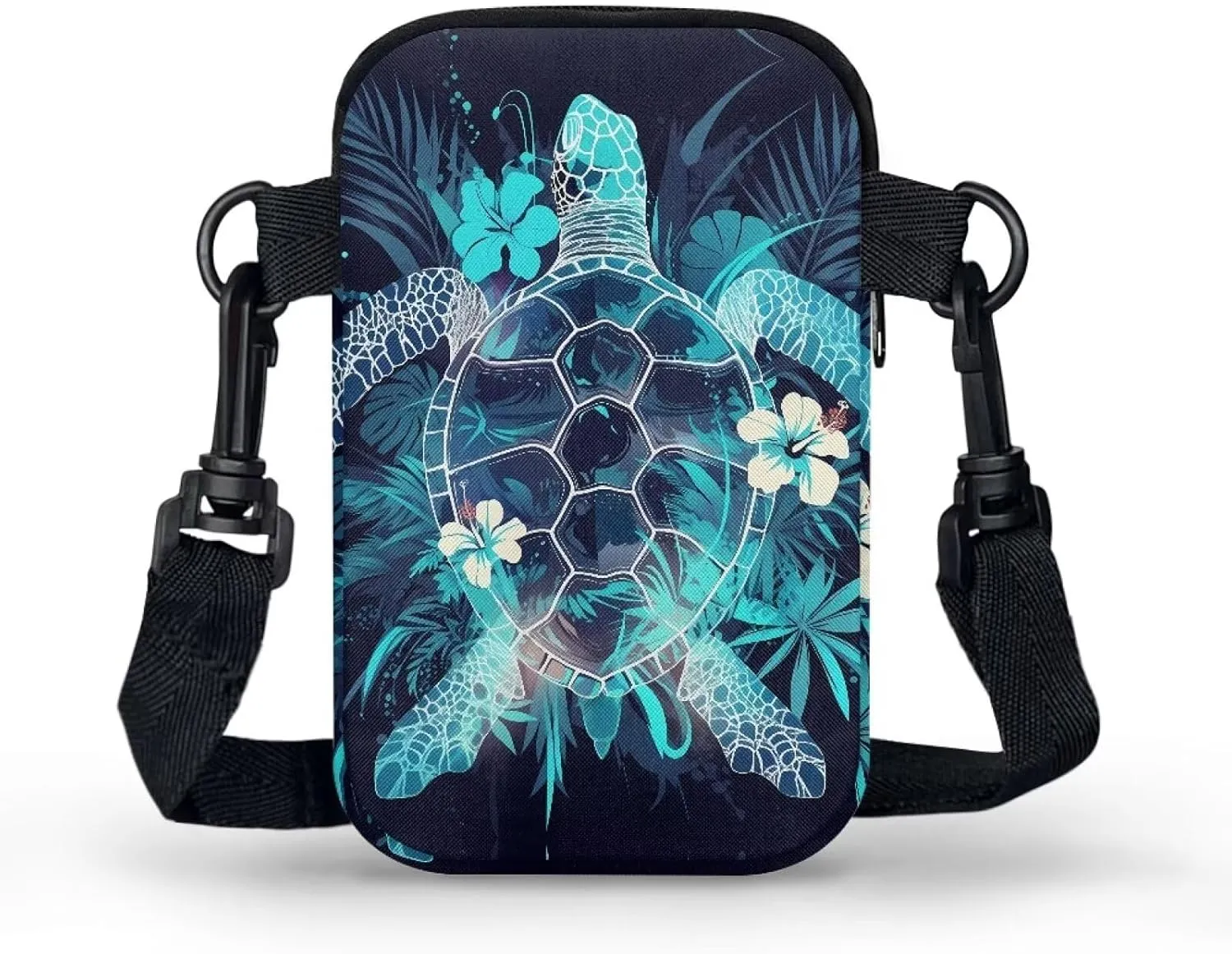 Hawaiian Tribal Small Crossbody Bags for Women Cell Phone Bag Purse, Sea Turtle Zipper Sling Purses Shoulder Bag