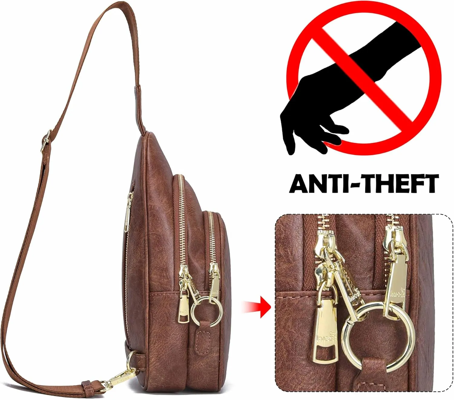 Haytijoe Crossbody Bags for Women Leather Sling Bag Anti-theft Cross Body Bag Travel Sling Purse Chest Bags Fanny Packs