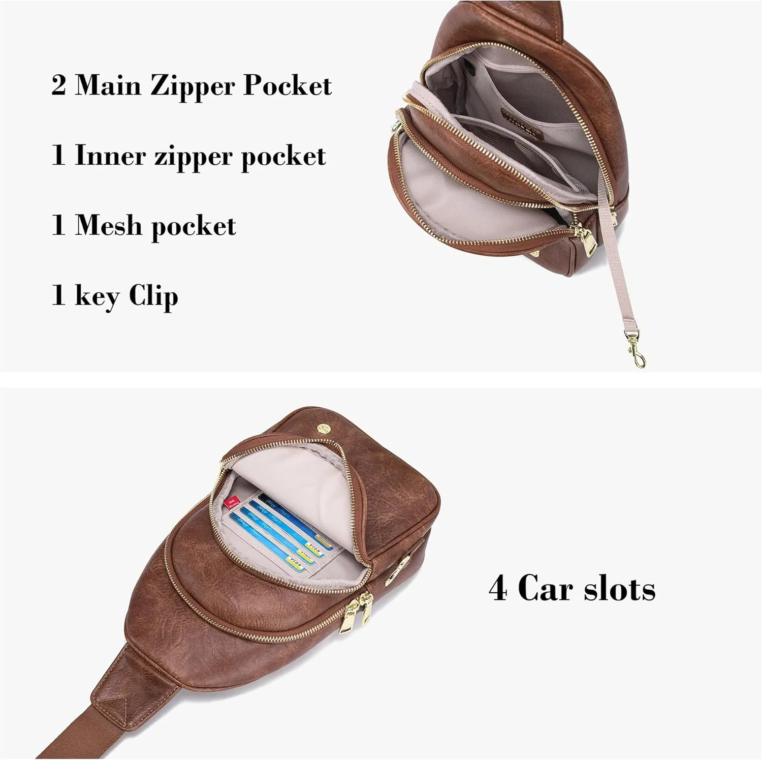 Haytijoe Crossbody Bags for Women Leather Sling Bag Anti-theft Cross Body Bag Travel Sling Purse Chest Bags Fanny Packs