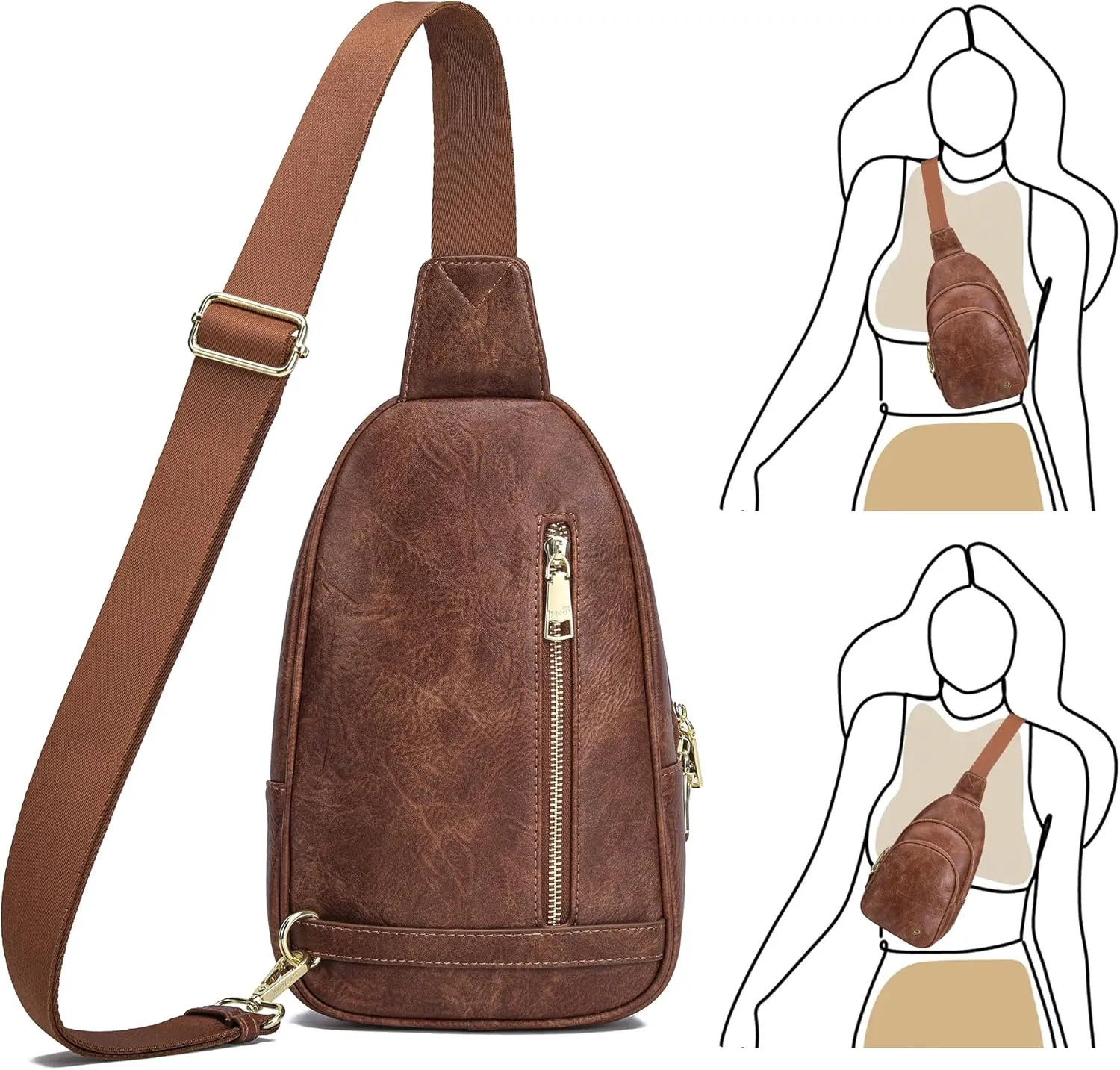 Haytijoe Crossbody Bags for Women Leather Sling Bag Anti-theft Cross Body Bag Travel Sling Purse Chest Bags Fanny Packs