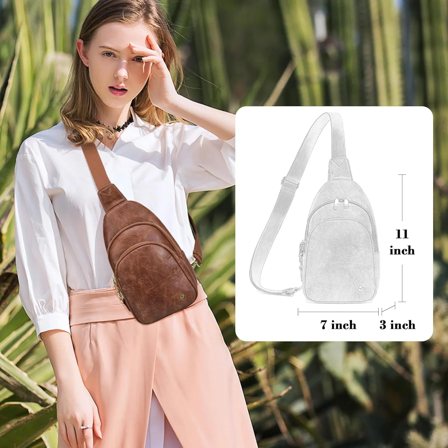 Haytijoe Crossbody Bags for Women Leather Sling Bag Anti-theft Cross Body Bag Travel Sling Purse Chest Bags Fanny Packs