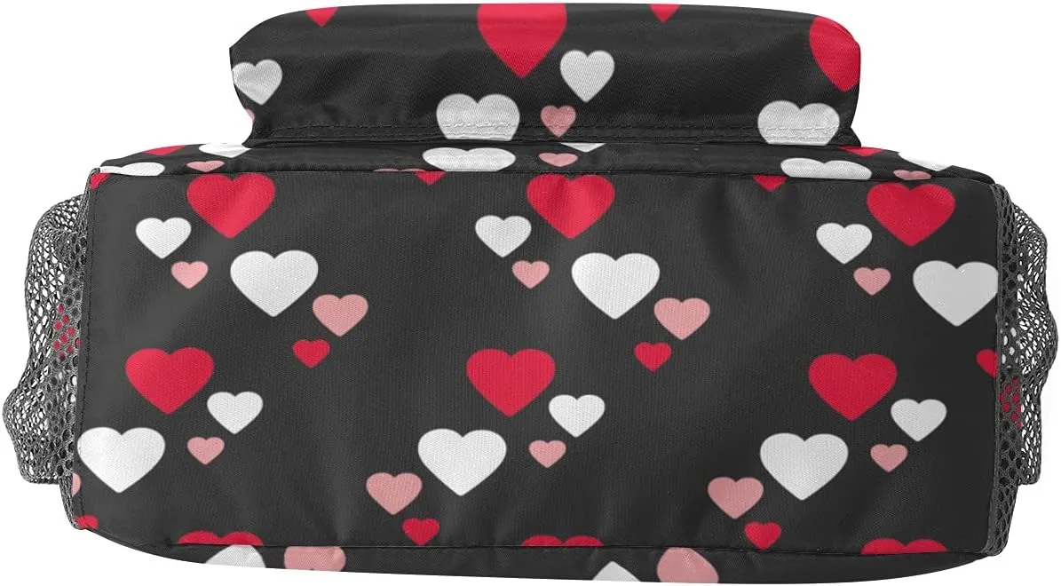 Hearts Pattern Custom Kids Backpack, Personalized Student School Bags for Boys & Girls, Bookbags with Adjustable Strapfor Travel