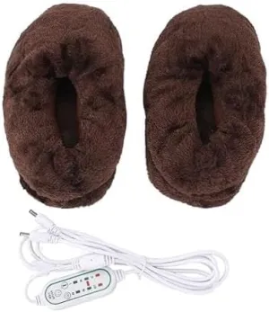 Heated Slippers - Electric Foot Warmers with Adjustable Temperature Soft Plush Heating Shoes for Winter Comfort