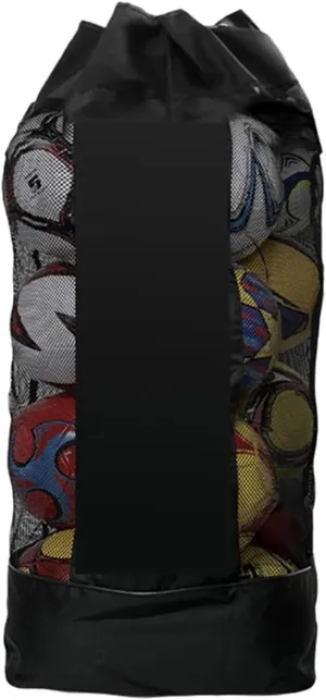 Heavy Duty Soccer Mesh Equipment Ball Bag Large Basketball Volleyball Bag with Adjustable Backpack Straps for Coaches, Football, Volleyball, Outdoor, Water Sports Equipment, Training Storage