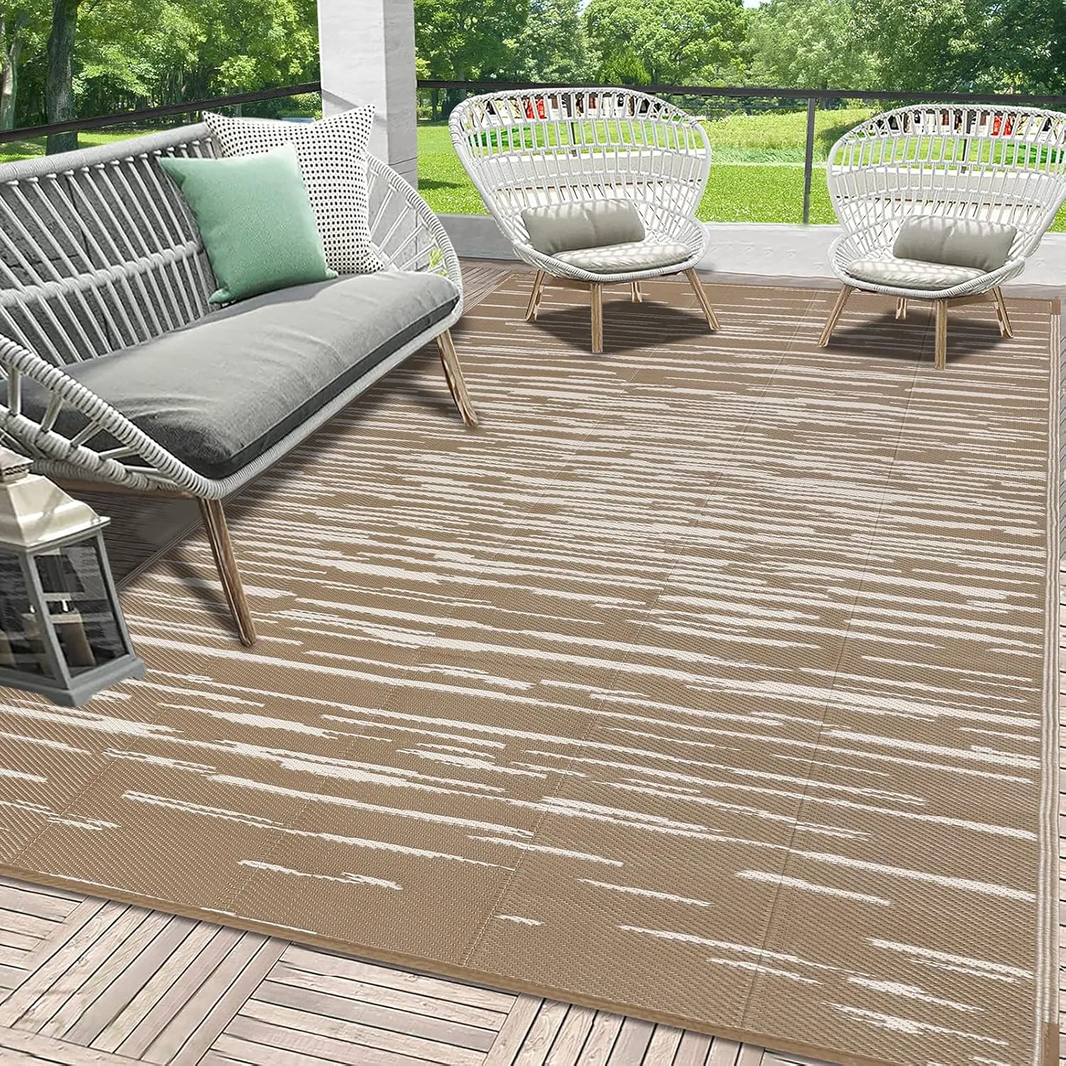 HEBE Outdoor Rug 5'x8' for Patios Clearance Waterproof Patio Mat Plastic Straw Rug Reversible RV Camping Tent Rug Outside Indoor Outdoor Area Rugs for RV,Deck,Beach,Balcony,Camper