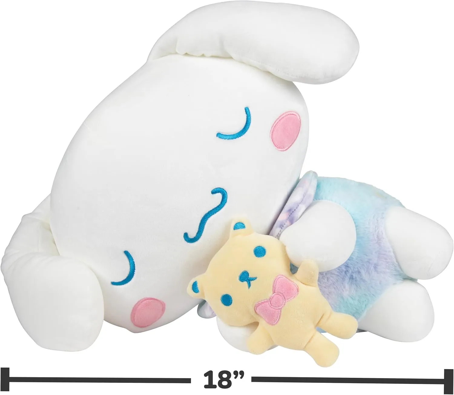 Hello Kitty and Friends, Cinnamoroll 18-inch Sleeping Plush with Bear Accessory - Officially Licensed Sanrio Product from Jazwares - 6 