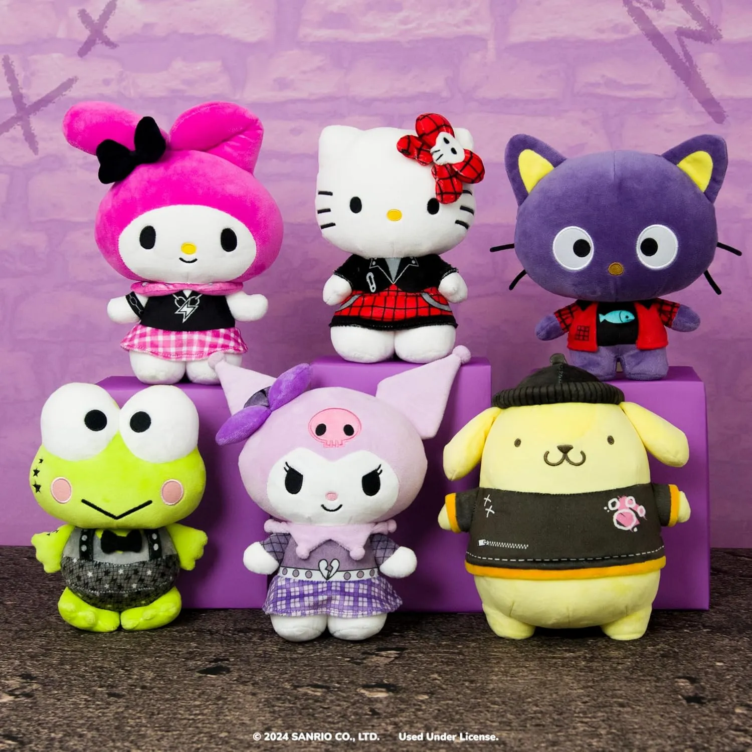 Hello Kitty and Friends Series 2, Hello Kitty Red Punks Plush - Officially Licensed Sanrio Product from Jazwares - Ages 6 