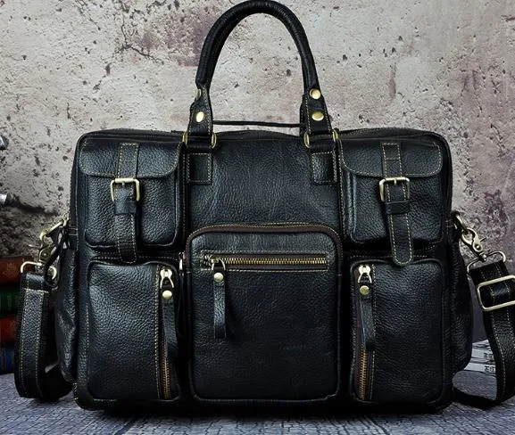 Helpful customer care Handbag Male Commercia leather Briefcase Attache Case Document 3061-bu Rich selection Original Bag Men Portfolio Design Laptop Business Fashion