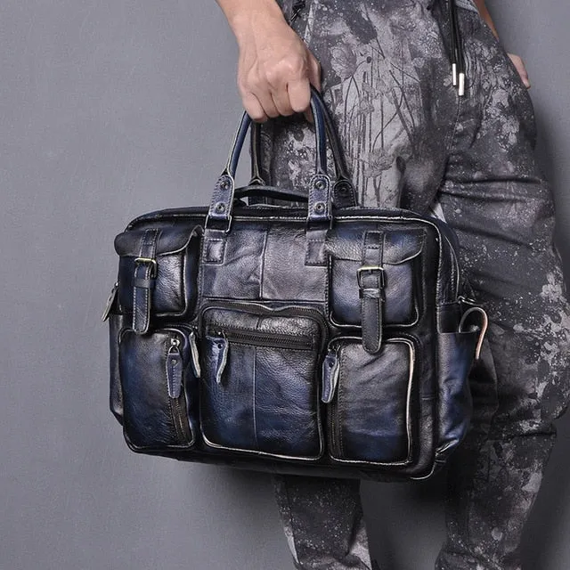 Helpful customer care Handbag Male Commercia leather Briefcase Attache Case Document 3061-bu Rich selection Original Bag Men Portfolio Design Laptop Business Fashion