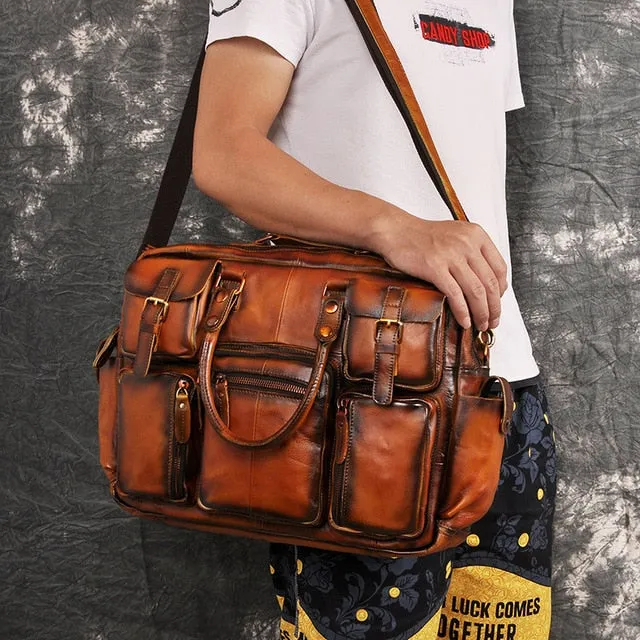 Helpful customer care Handbag Male Commercia leather Briefcase Attache Case Document 3061-bu Rich selection Original Bag Men Portfolio Design Laptop Business Fashion