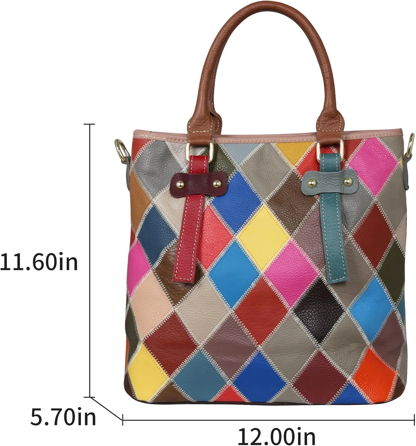 HESHE Genuine Leather Handbags Colorful Purses for Women Crossbody Bag Multi-color Tote Purse Designer Hobo Shoulder Bag