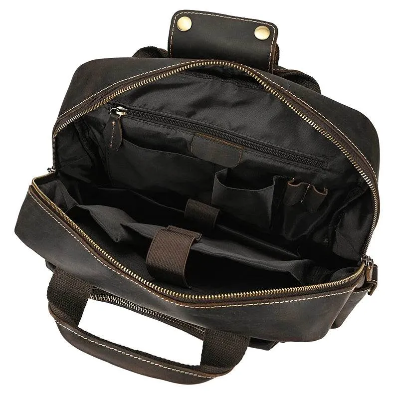 High Capacity Leather Backpack Luxury Design Men’s Travel Bag