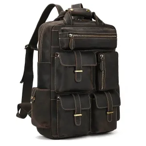 High Capacity Leather Backpack Luxury Design Men’s Travel Bag